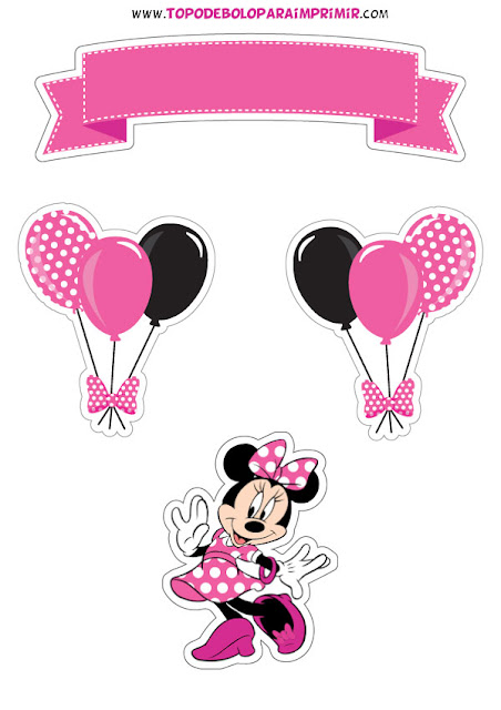 topper de bolo da minnie rosa para imprimir