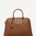 Prada Womens Saffiano Lux Large Dome Satchel Bag in Brown Leather Handbag Puse BL0861 F098L