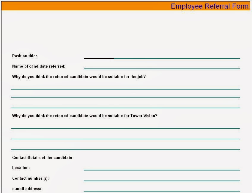 Employee Referral Form Sample