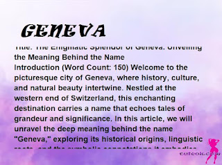 meaning of the name "GENEVA"