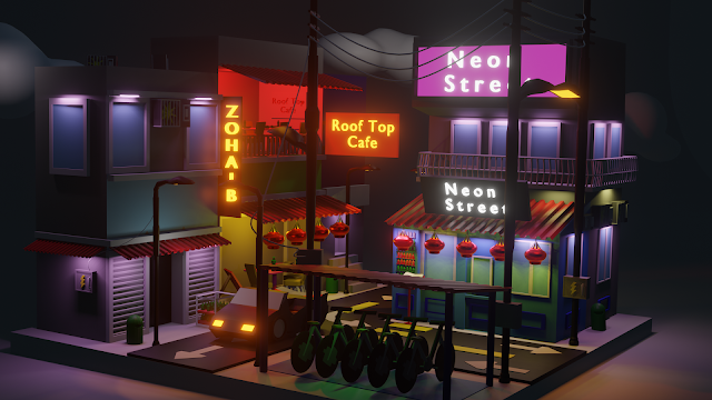 Isometric Neon City view 6