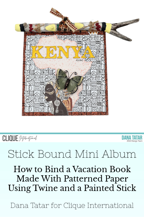 Handmade Stick Bound Kenya Africa Travel Mini Album Using the Prima Marketing Diamond Collection