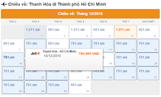 Vé máy bay giá rẻ Thanh Hóa HCM tháng 12