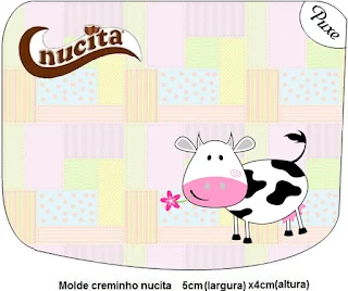 Cow and Patchwork Free Printable Candy Bar Nucita Labels.