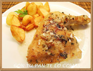 Pollo al horno con vino blanco