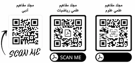 مجلدات مفاهيم علمي علوم + علمي رياضيات + أدبي QR Code