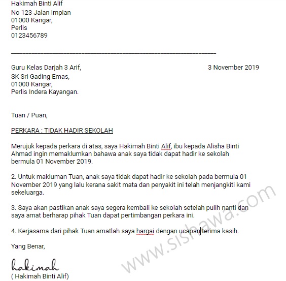 Panduan Lengkap : 9 Contoh Tulis Surat Rasmi Tidak Hadir 