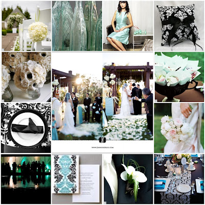 Black  White Damask Wedding Decorations on Wanted Very Pale Aqua Bridesmaids Dresses And White Cream Flowers