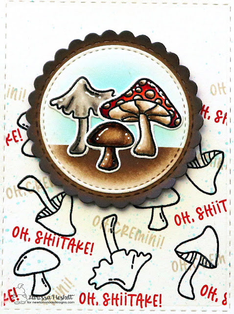 Oh, Shiitake Oh, Cremini Card by Larissa Heskett Designs for Newton's Nook Designs using Fabulous Fungus Stamp Set, Circle Frames Die Set, Frame & Flags Die Set