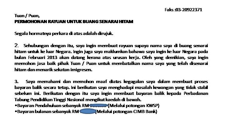 Surat Rasmi Rayuan Senarai Hitam Ptptn - Rasmi J