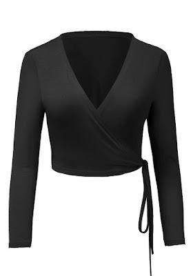 Black Side-Tie Wrap Crop Top | Lookbook Store