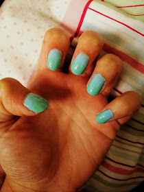 gradient nails, nail varnish, pastel, ELF, eyes lips face, Barry M, Blue Moon, Barry M Blue Moon, mint cream, ELF nail varnish, nail art
