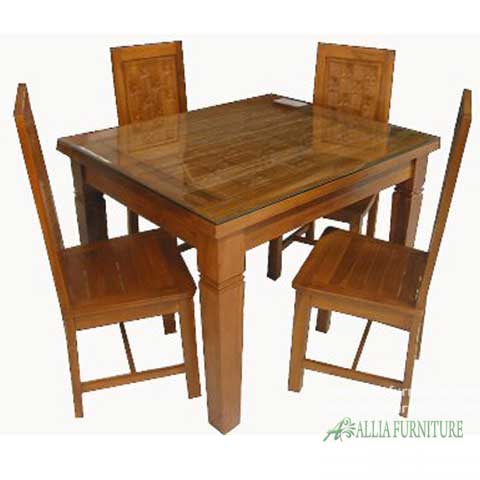  Kursi  meja makan  set kayu  jati  kerang Allia Furniture