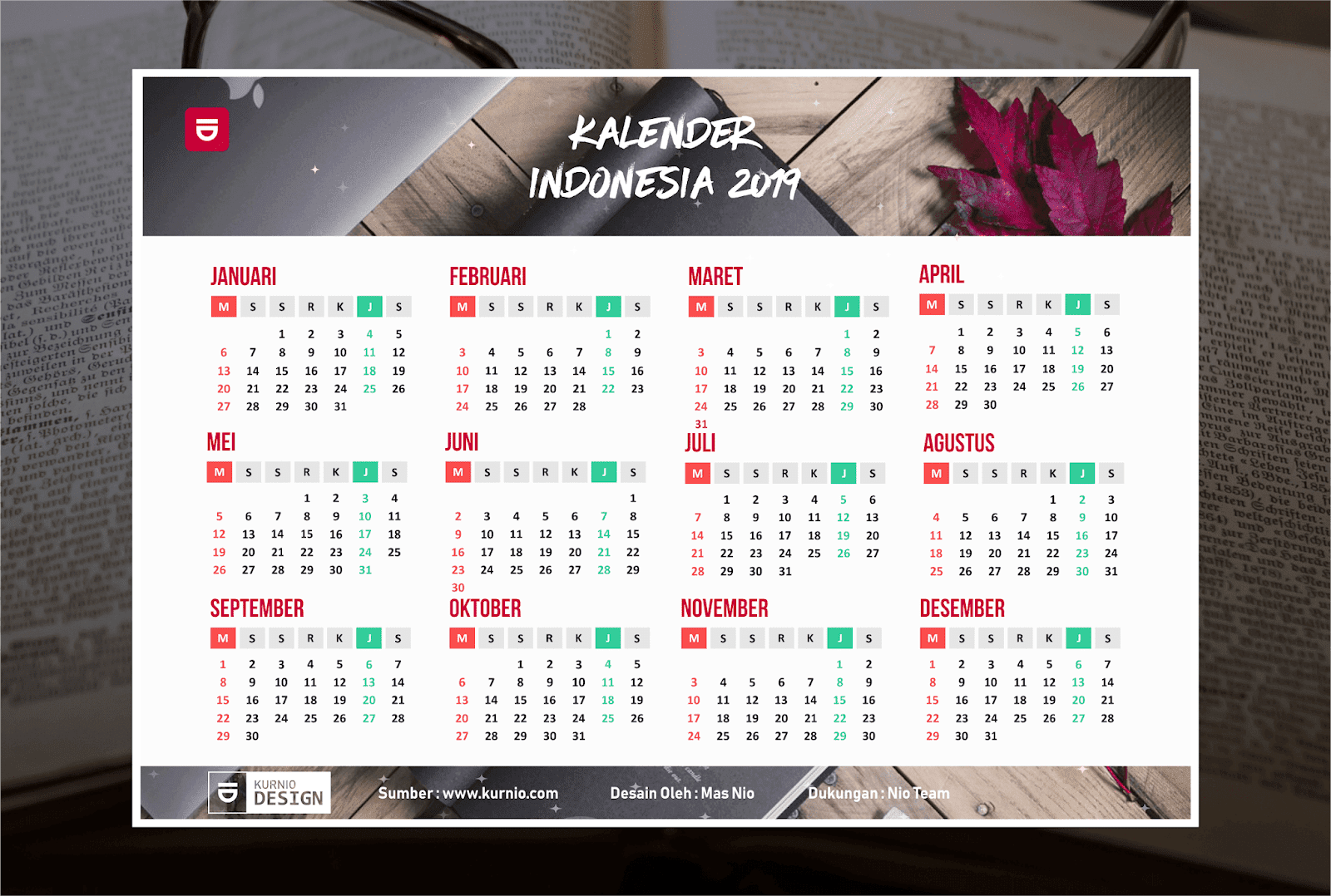 Kalender 2019 Masehi / 1440 Hijriyah Indonesia Lengkap 