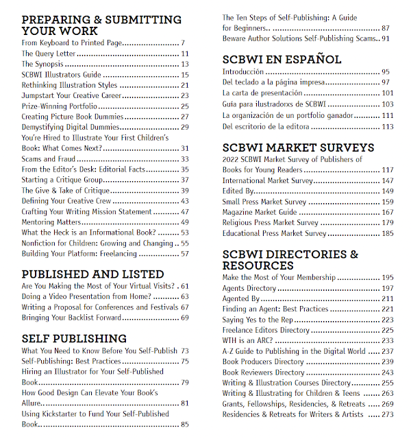 SCBWI Publishing Book 2023 contents page