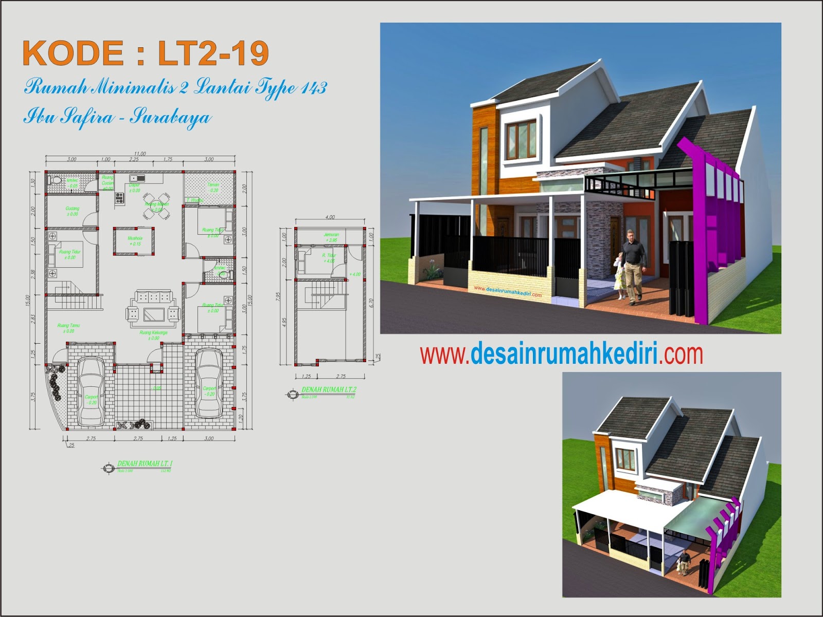 Lt2 19 Rumah Minimalis Modern 2 Lantai Ibu Safira Surabaya