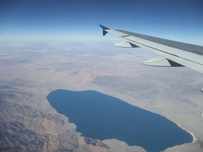 view from plane, blue lake, aerial, arizona