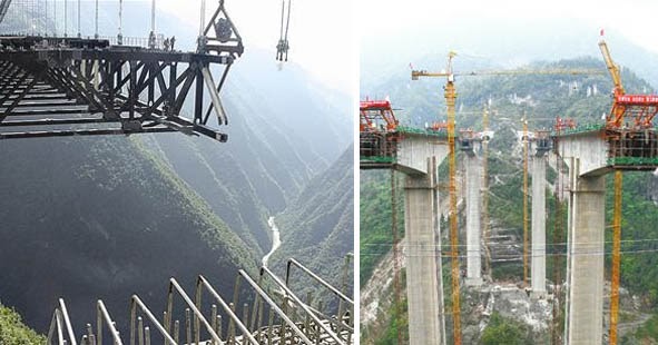 Foto-Foto Proses Pembuatan Jembatan Tertinggi , Terpanjang 