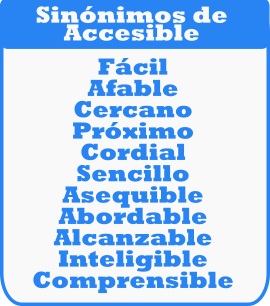 Palabras sinónimas de ACCESIBLE