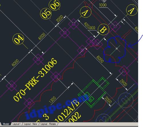 Contoh koordinat UCS pada drawing autocad