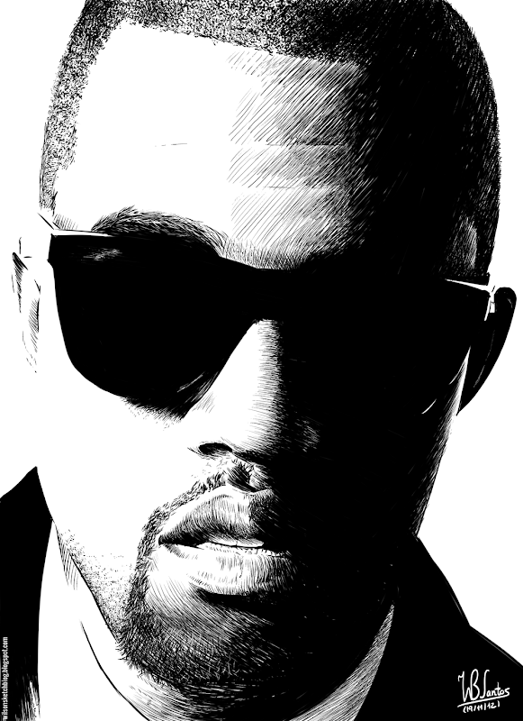 Ink drawing of Kayne West, using Krita 2.4.