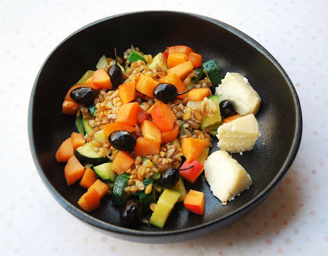 Salade tiède courgette - épeautre - abricots