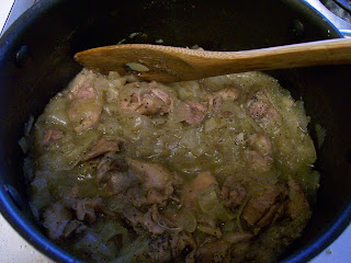 Stewing meat with onion.