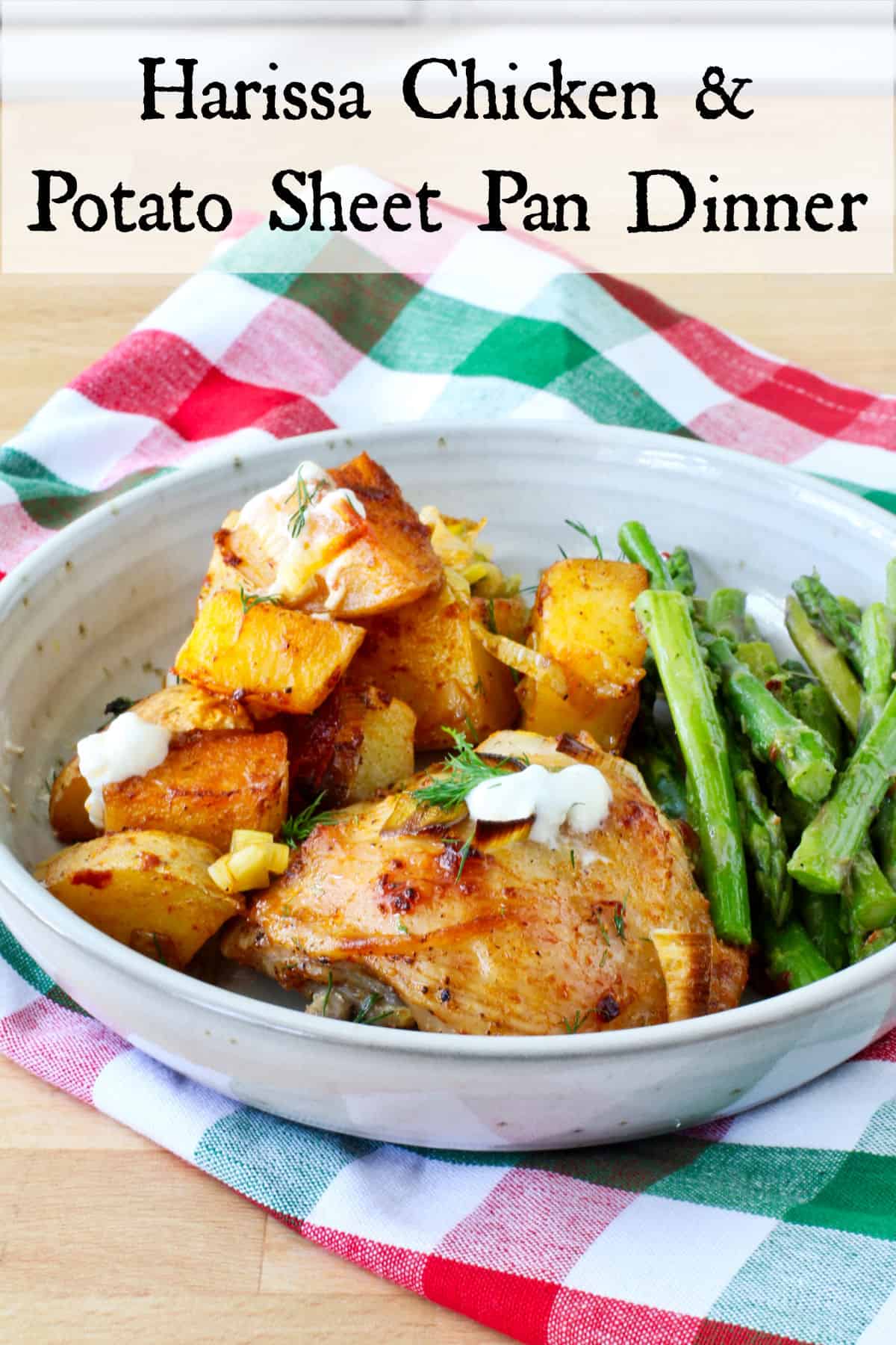 Harissa Chicken Sheet Pan Dinner in a bowl.