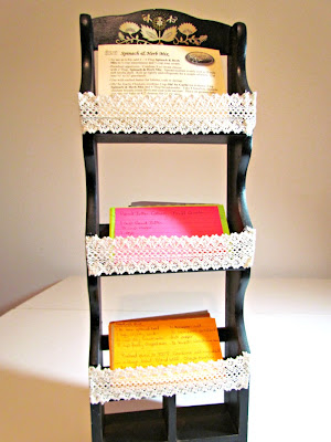 DIY Recipe Card Holder, Recipe Rack, Recipe Cards, Trash to Treasure, Junk Restyle, Spice Rack Transformation