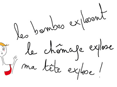 agathe, albane devouge, dessin, explosion, humour, illustration, illustratrice, j'ai la tête qui explose, le chômage explose, les bombes explosent, lire le journal, news, BOUM