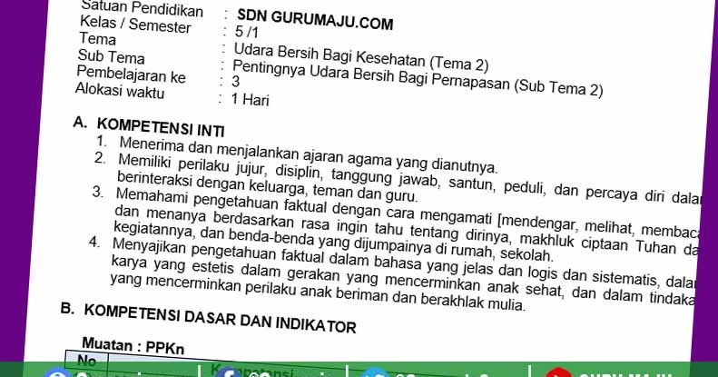 Rpp Kelas 5 Tema 2 Kurikulum 2013 Revisi Tahun 2019 Guru Maju