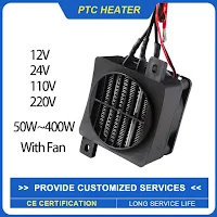 12V 24V 48V 110V 220V PTC Heater With Fan 50W~400W Insulated Ceramic Thermostatic Fan Heater Pet Insulation Incubator PTC Heater