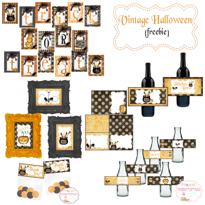 Free Printable Halloween Vintage Kit. 