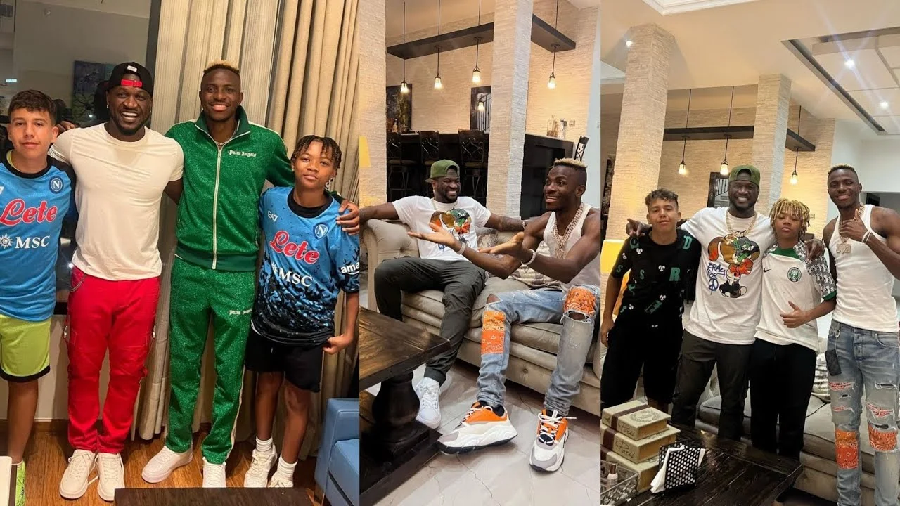 (VIDEO) Osimhen meets P Square, presents signed Napoli shirt to his son