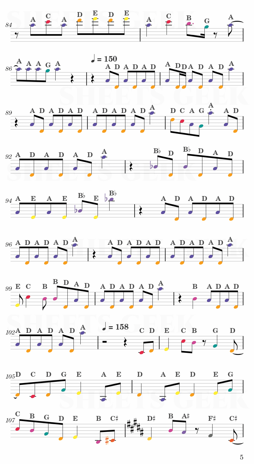 Idol (アイドル) - YOASOBI (Oshi no Ko - Opening) Easy Sheet Music Free for piano, keyboard, flute, violin, sax, cello page 5