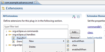 Using "activeWhen" declaration clause