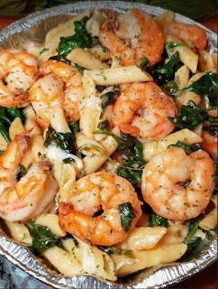 CHEESE SHRIMP PENNE PASTA & SPINACH
