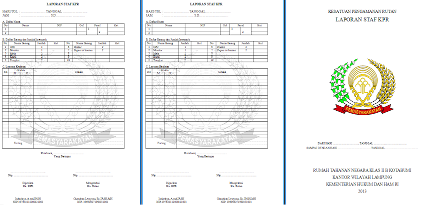 Contoh Buku Laporan Staf KPR Rutan Kotabumi