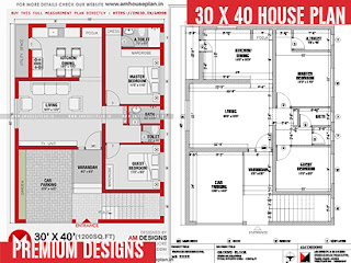 30 x 40 House plan Design for 1200 Square feet with PDF