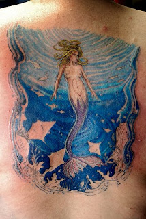 mermaid tattoo art back body