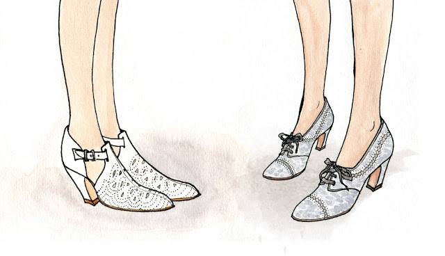 watercolor fashion illustration shoes facing each other 