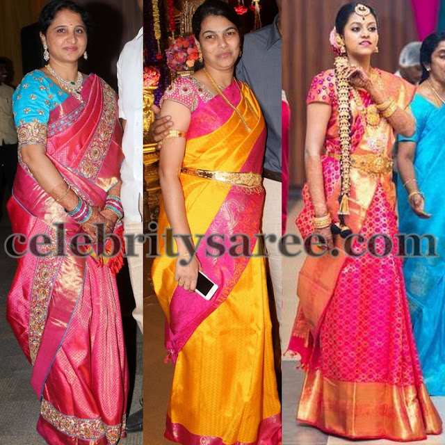 Colorful Silk Saris with Work 