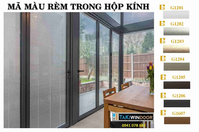 Rèm trong kính hộp kèm theo bảng màu