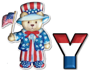 Abecedario con Osito Vestido con la Bandera de USA. Bear with the American Flag Alphabet.
