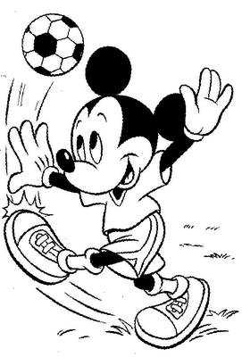 Hockey Coloring Pages on Mickey Mouse Playing Soccer