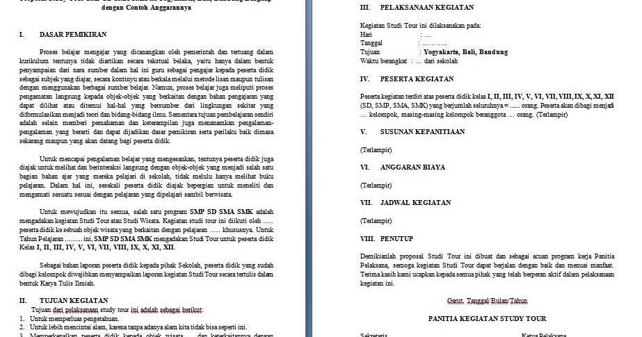Proposal Study Tour Ke Yogyakarta Doc Berkas Belajar