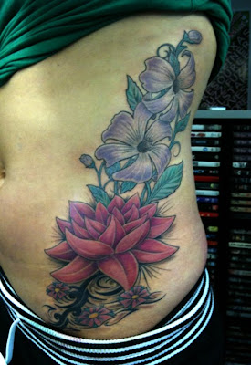 Japanese Flower Tattoo Design in Side Body