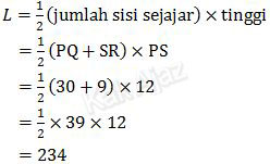 Cara menetukan luas trapesium PQRS