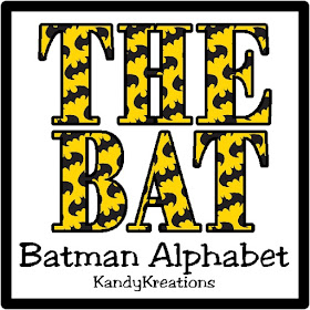 This alphabet would be perfect to create scrapbook pages or party printables for my next Batman party.  With the Bat symbol in the background and the iconic yellow and black colors, it's so much fun to use on any printable project for a Batman fan.