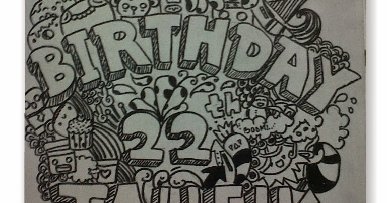 Contoh Gambar Doodle Happy Birthday Keren dan Mudah 